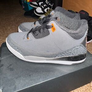 Jordan Kids Sneakers in Gray and Black with Orange Accents